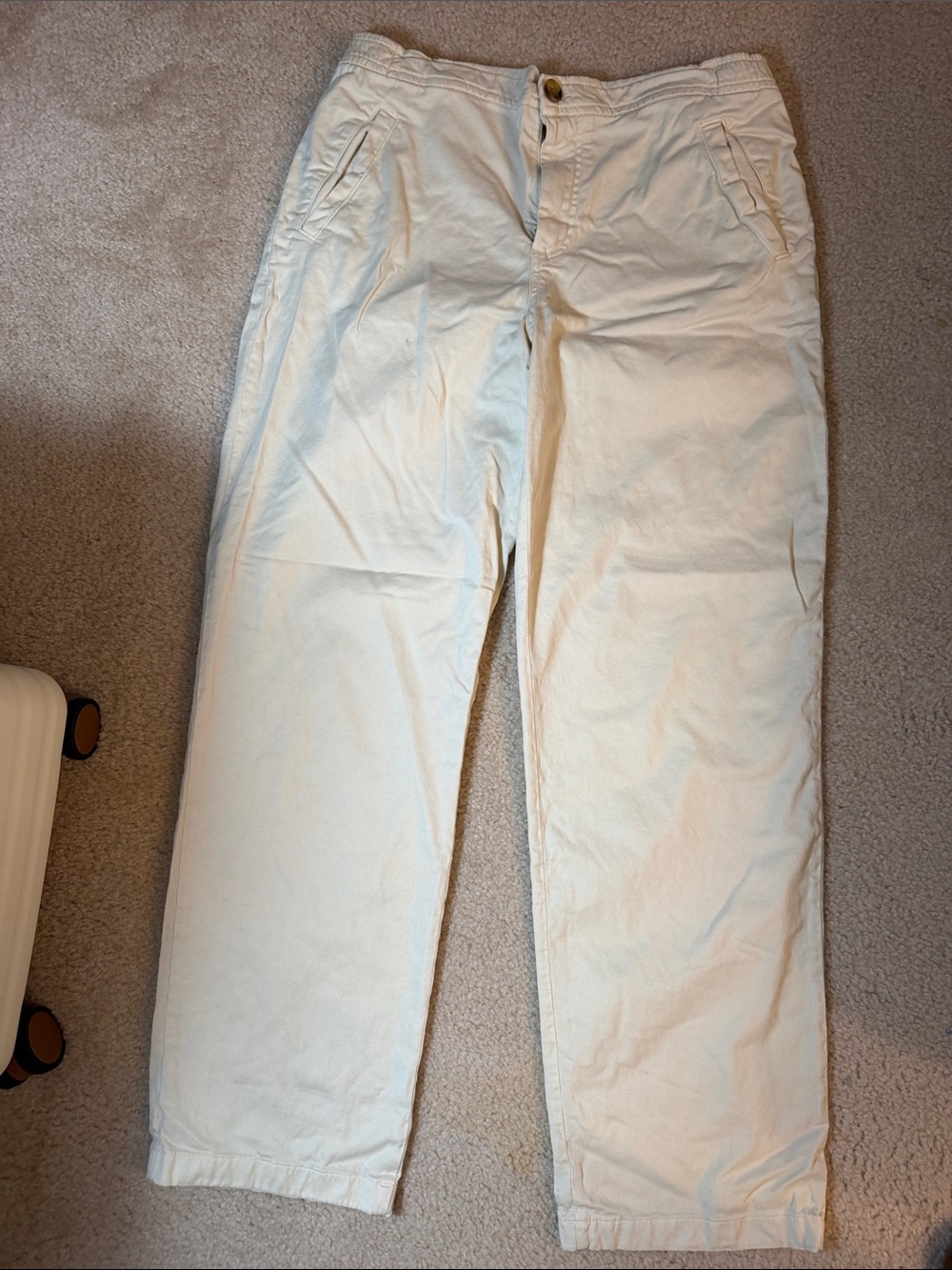 Marine Layer Cream Straight-Leg Trousers